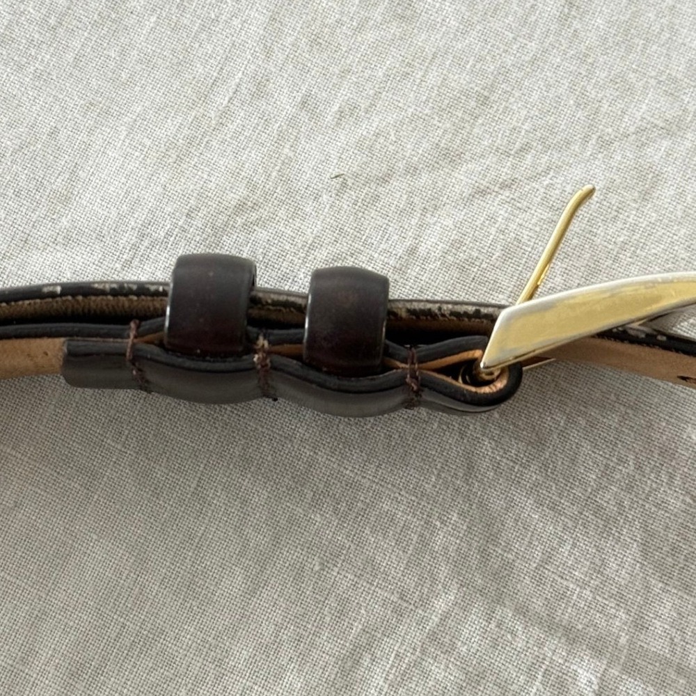 Nordstrom Belt Large Brown Italian Calfskin Leather Classic Gold Buckle - Picture 8 of 9